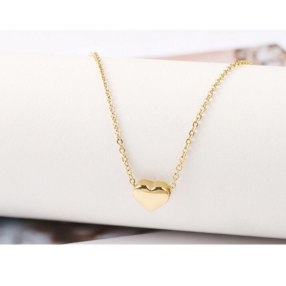 18K Gold-Plated Tiny Heart Necklace Dainty Minimalist Jewelry